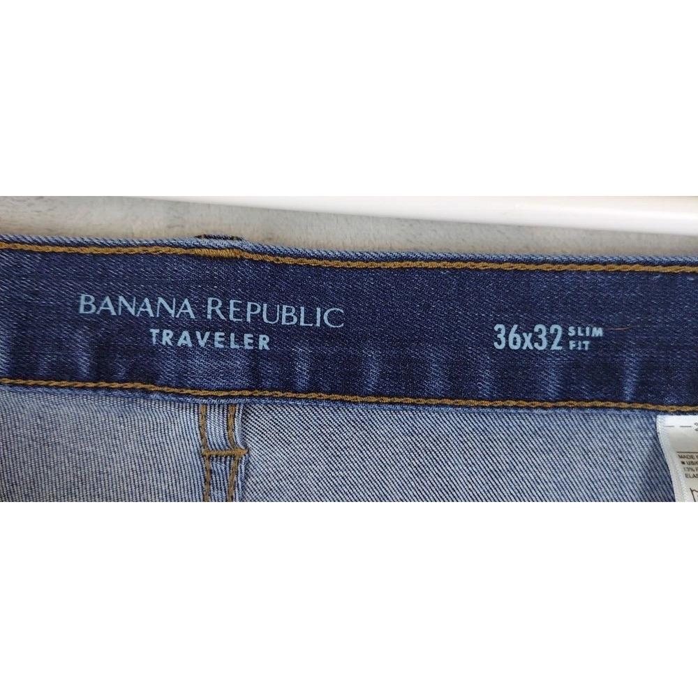 Banana Republic Traveler Slim Fit Jeans Mens 37x31 Blue Flex Stretch Medium Wash - Picture 5 of 6